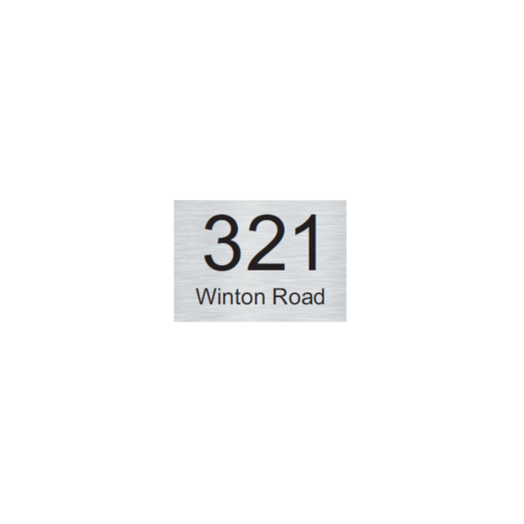Silver Aluminium Adress Sign with Vinyl Text - 200 x 140