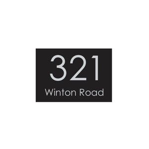 Black Colorbond Steel Address Sign with Vinyl Text – 200 x 140mm