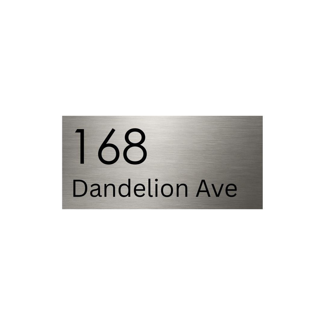 316 Marine Grade Brushed Stainless Steel Address Plate 300 x 140mm - Laser Etched (Text Aligned Left)