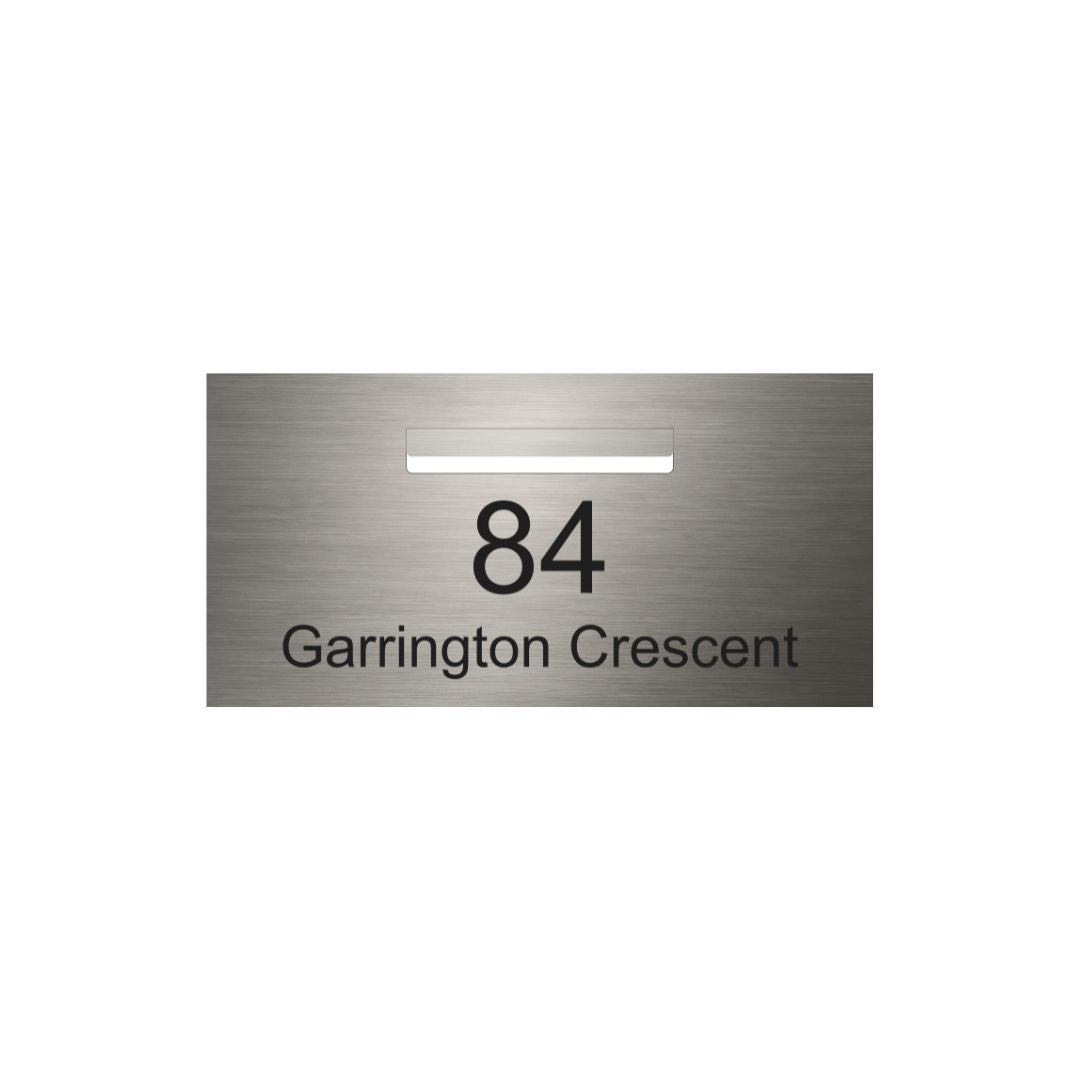Marine Grade Brushed Stainless Steel Letterbox Faceplate 600 x 300 (Laser Etched) - 240 Central Slot