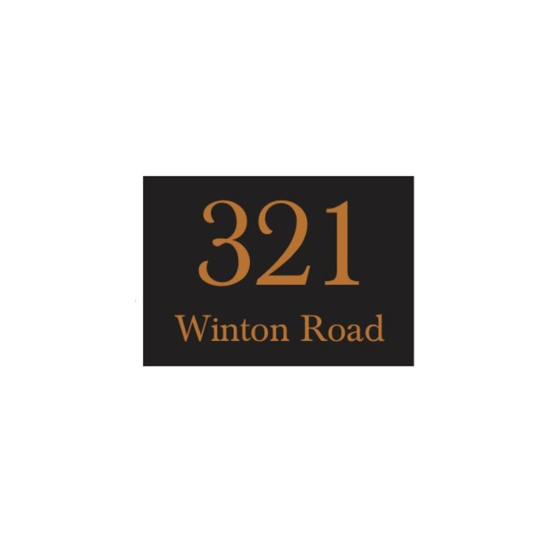 Black Traffolyte Address Sign with Vinyl Text – 200 x 140mm