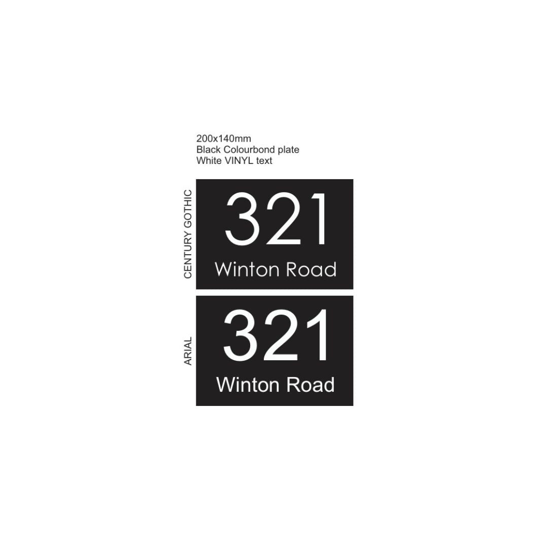 Black Traffolyte Address Sign with Vinyl Text – 200 x 140mm