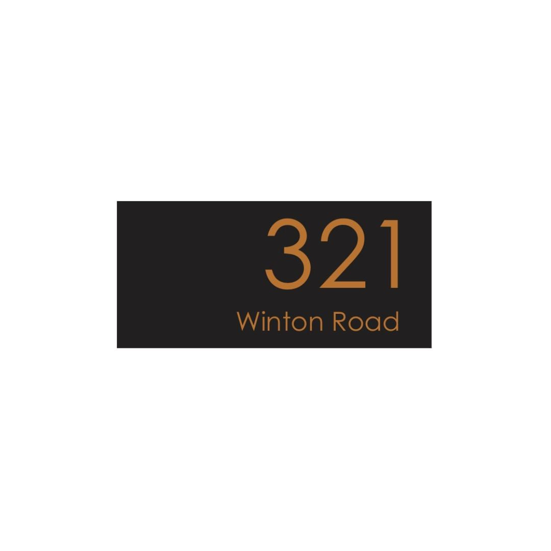 Black Traffolyte Address Sign with Vinyl Text – 300 x 140mm