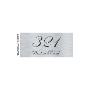 Silver Aluminum House Sign with Black Vinyl Text (300 x 140) - Text Centralized