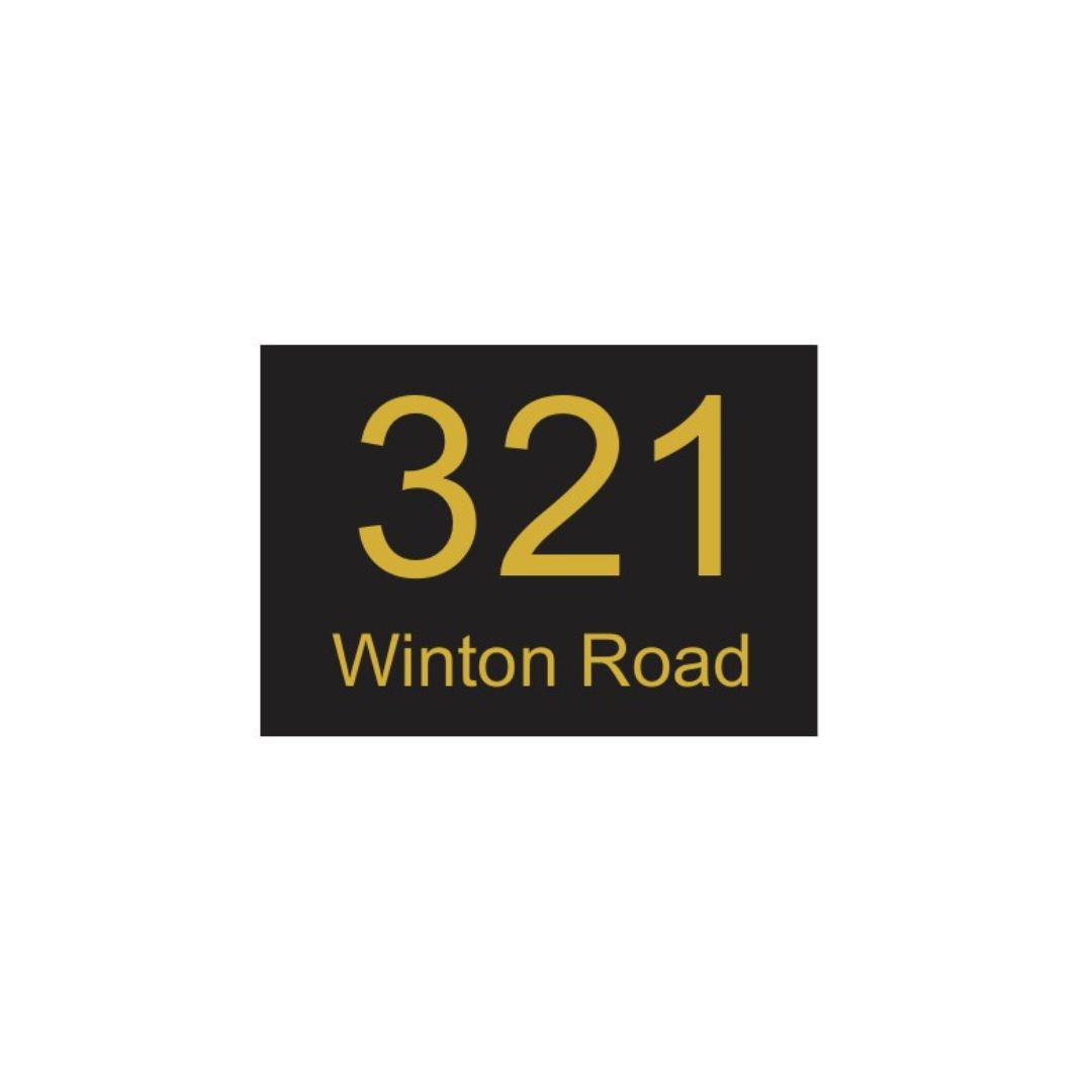 Black Traffolyte Address Sign with Vinyl Text – 200 x 140mm