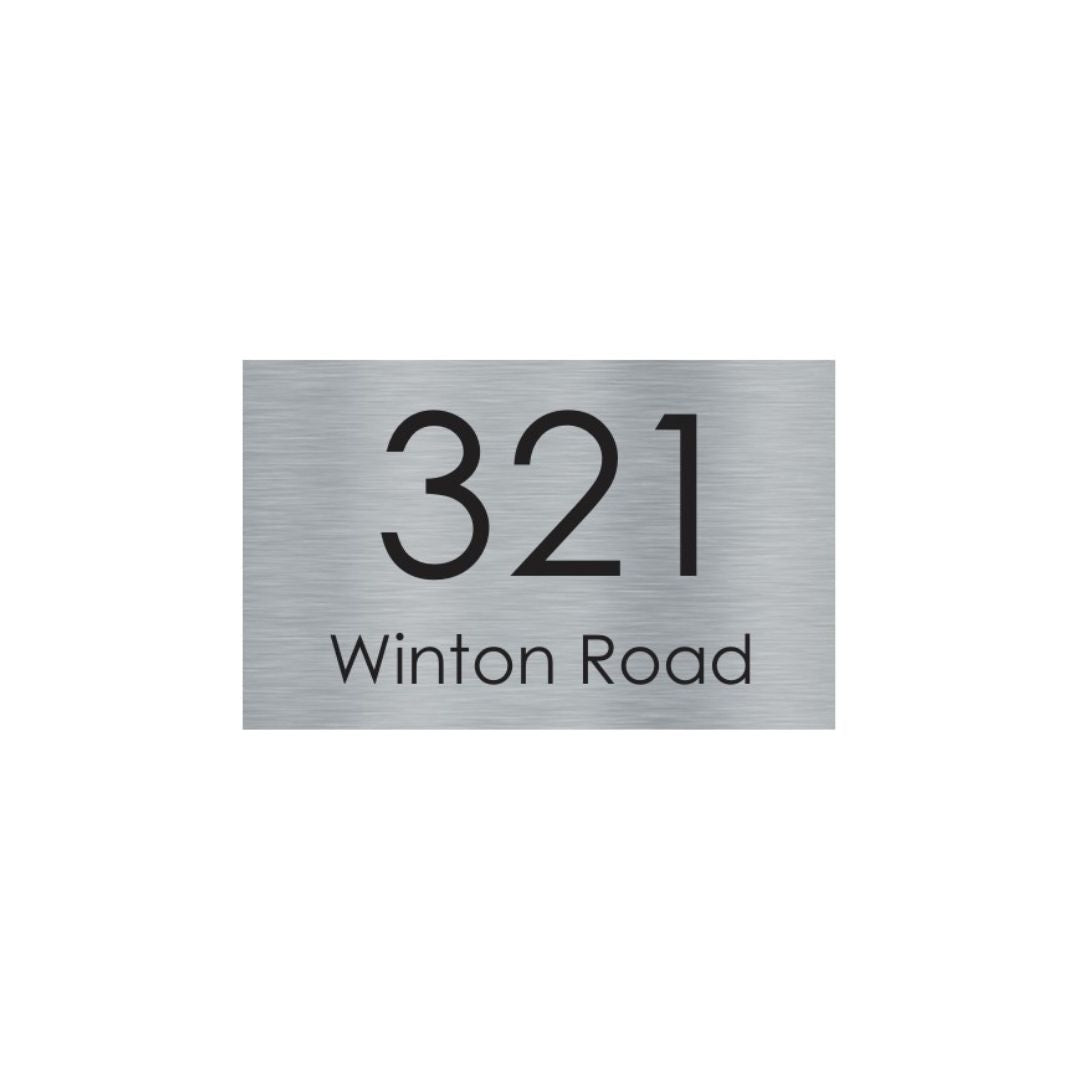 316 Marine Grade Brushed Stainless Steel Custom Address Plate – Black Laser Etched (400x250mm)