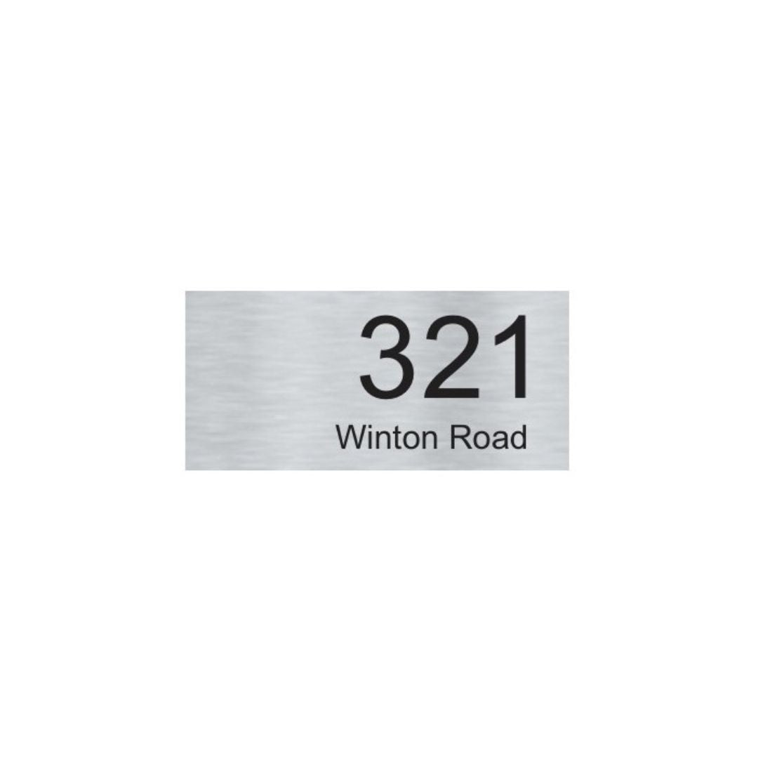 Silver Aluminum Address Sign with Vinyl Text - 300 x 140mm