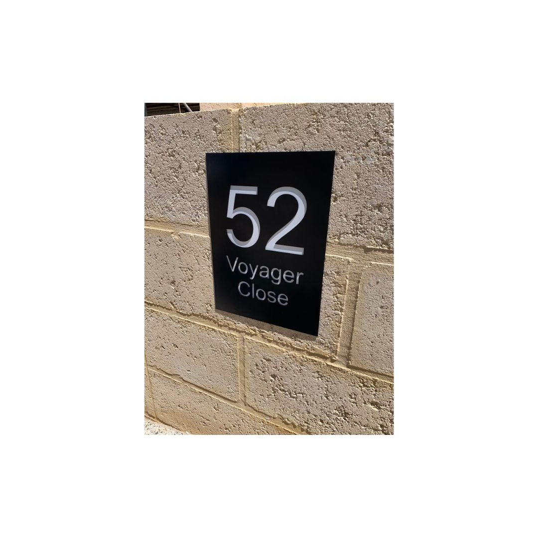 Powder-Coated Aluminium Black Address Plate 400 x 550