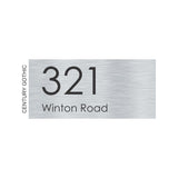 Silver Aluminum House Sign with Black Vinyl Text (300 x 140) - Text Aligned Left