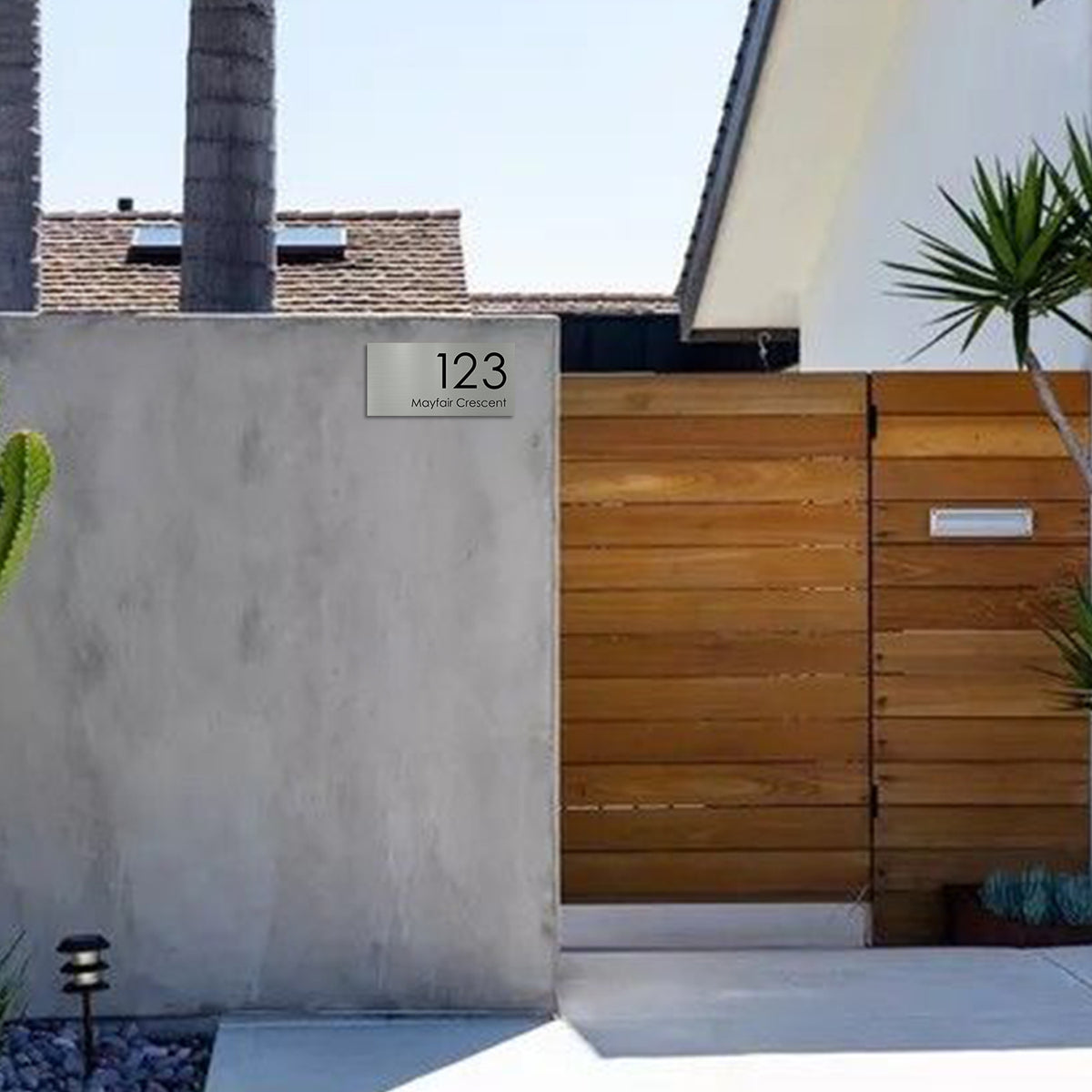 Shale Grey Colorbond Steel Address Sign with Vinyl Text 300 x 140mm