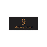 Black Traffolyte Address Sign with Vinyl Text – 300 x 140mm (Text Centralised)