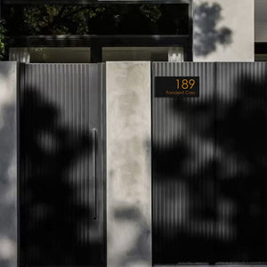Black Traffolyte Address Sign with White Engraved Text – 300 x 140mm