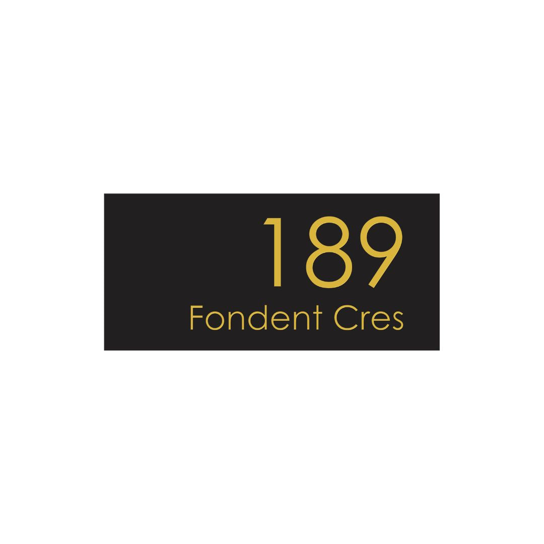 Black Colorbond Steel Address Sign with Vinyl Text - 300 x 140mm