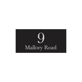 Black Traffolyte Address Sign with Vinyl Text – 300 x 140mm (Text Centralised)