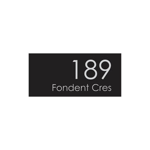 Black Colorbond Steel Address Sign with Vinyl Text - 300 x 140mm