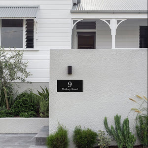 Black Traffolyte Address Sign with Vinyl Text - 600 x 300mm