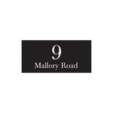 Black Traffolyte Address Sign with Vinyl Text – 300 x 140mm (Text Centralised)