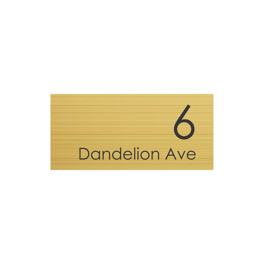 Gold Aluminium Address Sign with with Vinyl Text 300 x 140