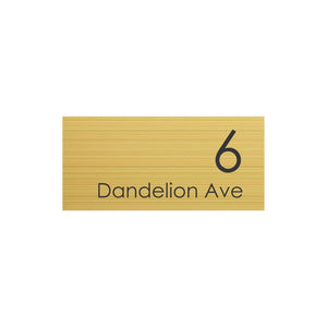 Gold Aluminium Address Sign with with Vinyl Text 300 x 140