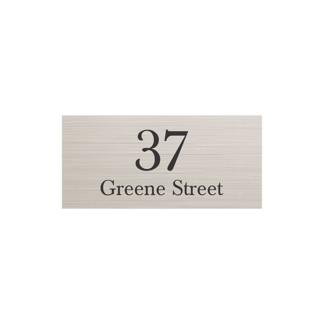 Silver Aluminum Address Sign with Black Vinyl Text (300 x 140) - Text Centralized