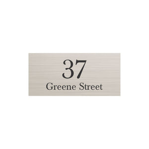 Silver Aluminum Address Sign with Black Vinyl Text (300 x 140) - Text Centralized