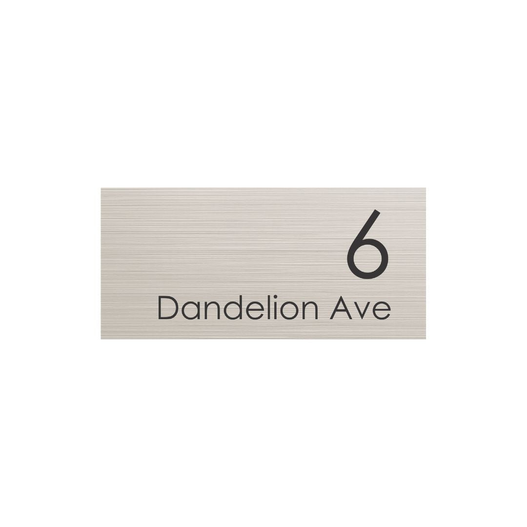 Silver Aluminum Address Sign with Vinyl Text - 300 x 140mm