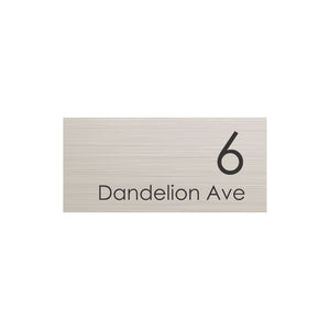 Silver Aluminum Address Sign with Vinyl Text - 300 x 140mm