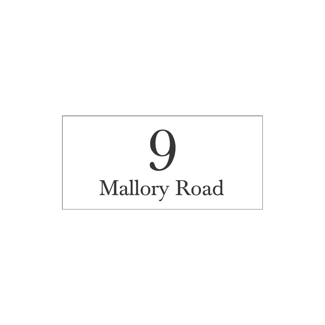 White Traffolyte Address Sign with Vinyl Text - 300 x 140mm (Text Centralised)