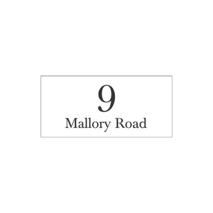 White Traffolyte Address Sign with Vinyl Text - 300 x 140mm (Text Centralised)