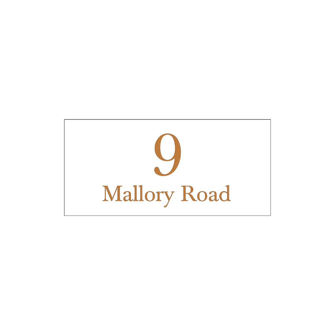 White Traffolyte Address Sign with Vinyl Text - 300 x 140mm (Text Centralised)