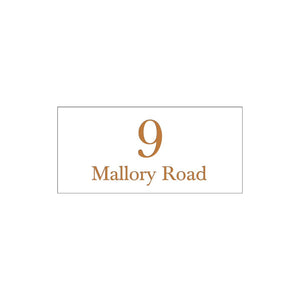 White Traffolyte Address Sign with Vinyl Text - 300 x 140mm (Text Centralised)