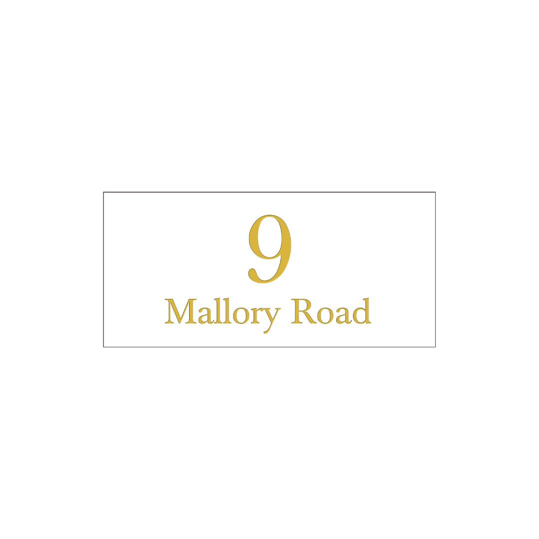 White Colorbond Steel Address Sign with Vinyl Text - 300 x 140mm (Text Centralised)