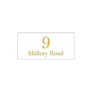 White Traffolyte Address Sign with Vinyl Text - 300 x 140mm (Text Centralised)
