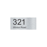 Silver Aluminum Address Sign with Black Vinyl Text (300 x 140) - Text Aligned Left