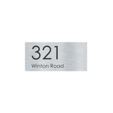 Silver Aluminum Address Sign with Black Vinyl Text (300 x 140) - Text Aligned Left