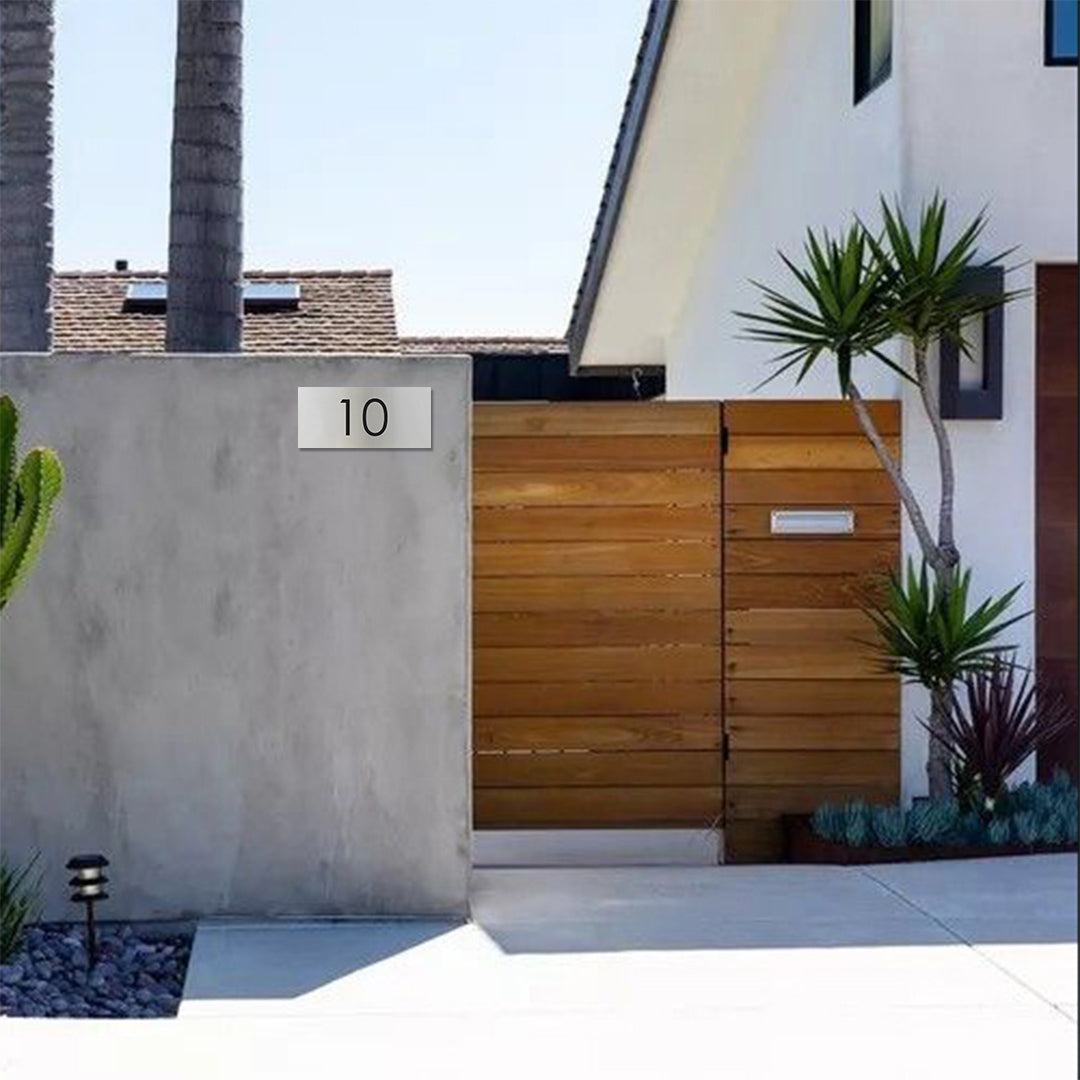 316 Marine Grade Brushed Stainless Steel Address Sign 300 x 140mm - Laser Cut (Central Text)