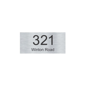 Silver Aluminum Address Sign with Black Vinyl Text (300 x 140) - Text Centralized