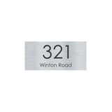Silver Aluminum Address Sign with Black Vinyl Text (300 x 140) - Text Centralized