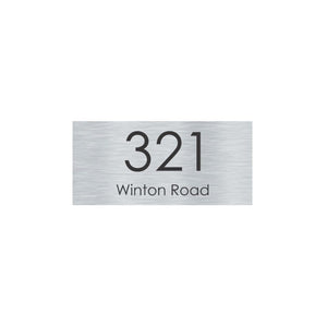 Silver Aluminum Address Sign with Black Vinyl Text (300 x 140) - Text Centralized