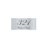 Silver Aluminum Address Sign with Black Vinyl Text (300 x 140) - Text Centralized