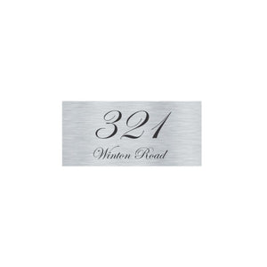 Silver Aluminum Address Sign with Black Vinyl Text (300 x 140) - Text Centralized