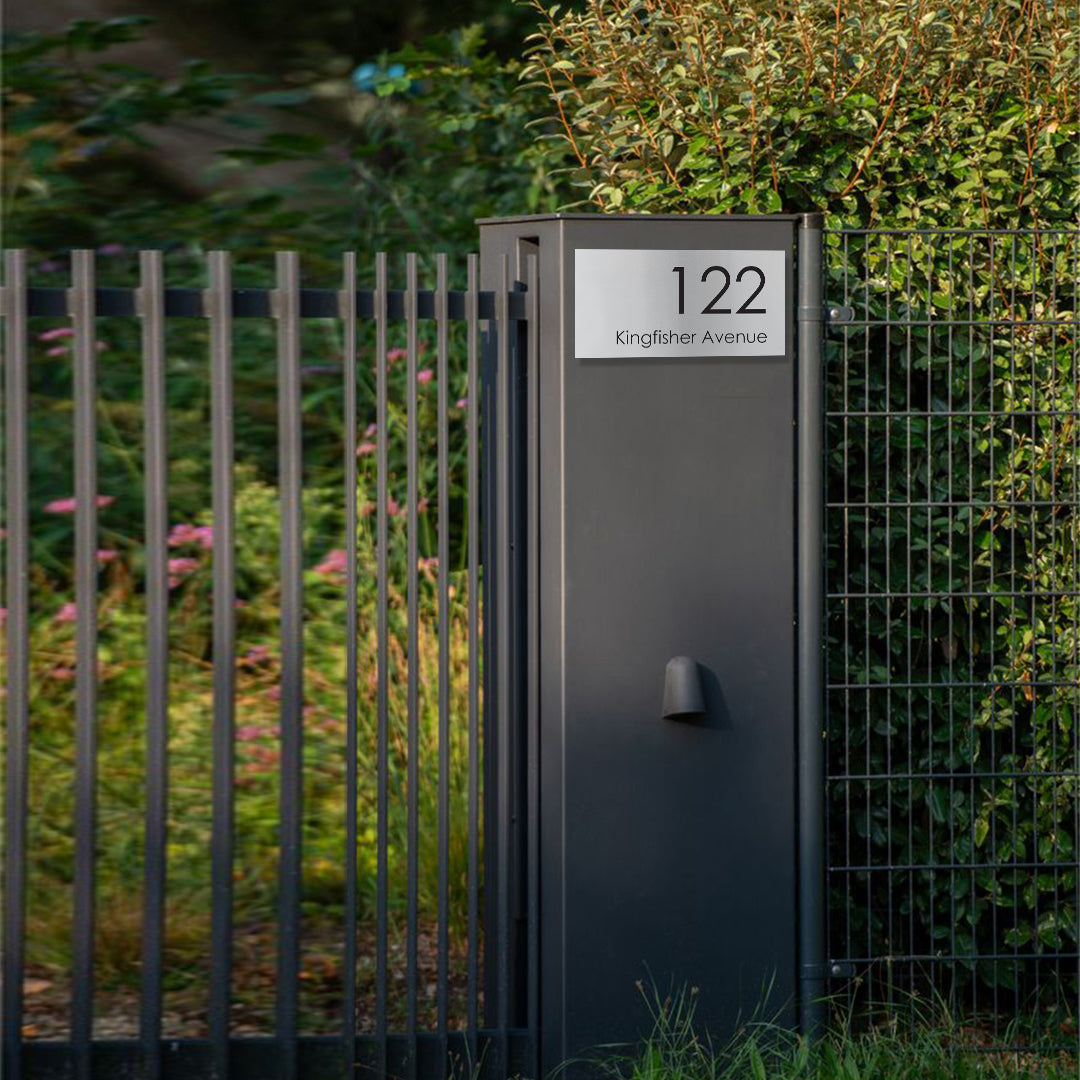 Silver Aluminum Address Sign with Vinyl Text - 300 x 140mm