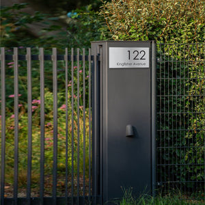 Silver Aluminum Address Sign with Vinyl Text - 300 x 140mm