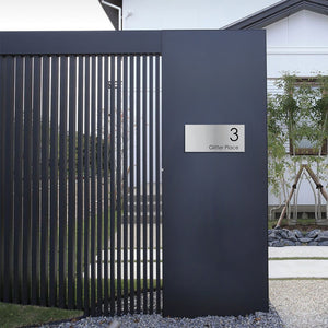 Silver Aluminum Address Sign with Vinyl Text - 300 x 140mm