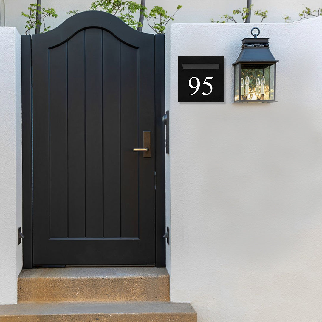 Black Powder-Coated Aluminium Letterbox Faceplate - 300 x 300mm with 240 Slot