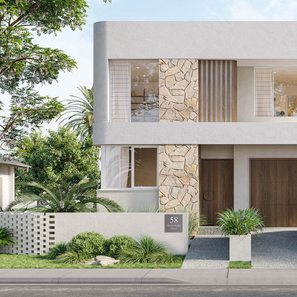 Basalt Colorbond Steel Address Sign with Vinyl Text 390 x 430