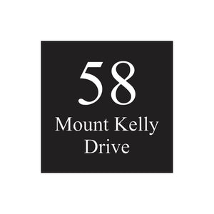 Black Colorbond Steel Address Sign with Vinyl Text 300 x 300