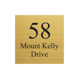 Gold Aluminium Address Sign with with Vinyl Text 300 x 300