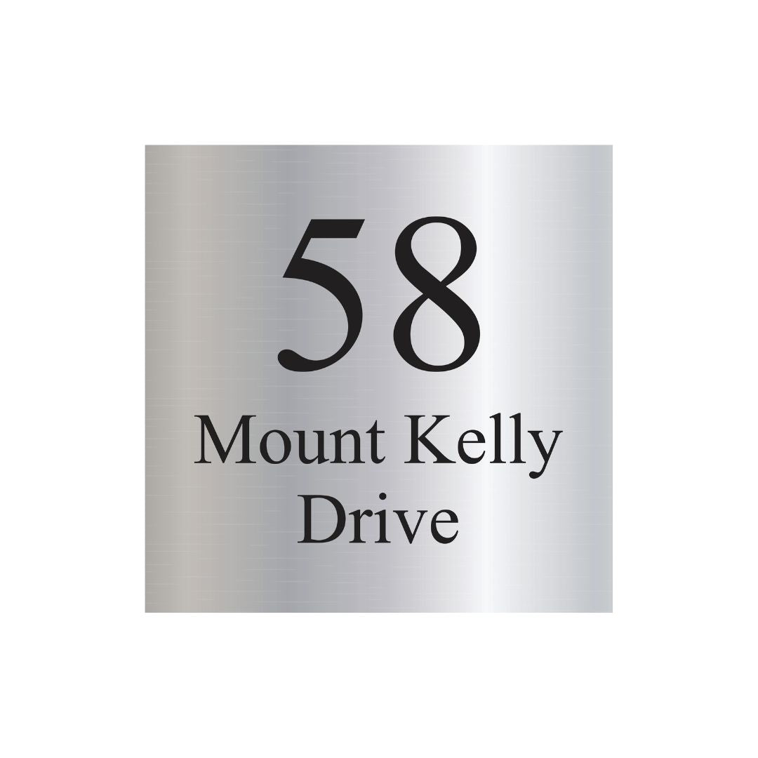 316 Marine Grade Mirror Polished Address Plate 300 x 300 - Laser Etched