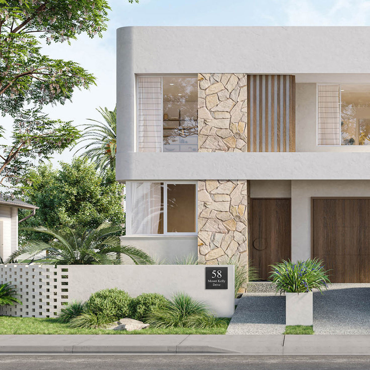 Monument Colorbond Steel Address Sign with Vinyl Text - 390 x 430mm